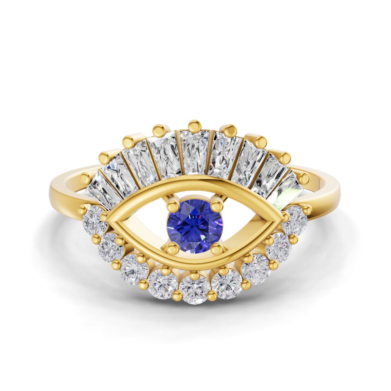 Sparkles 0.19 Ct Evil Eye Elegance Diamond Ring in 14K Gold