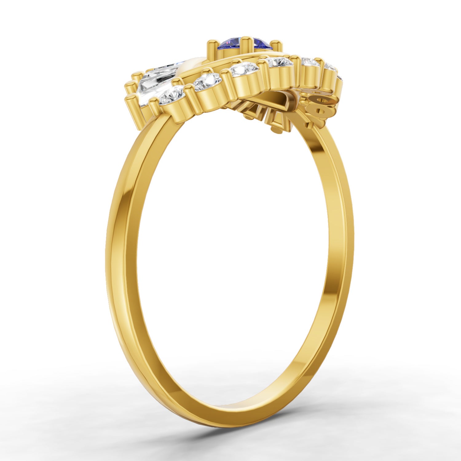 Sparkles 0.19 Ct Evil Eye Elegance Diamond Ring in 14K Gold