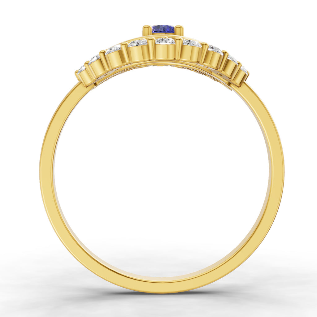 Sparkles 0.19 Ct Evil Eye Elegance Diamond Ring in 14K Gold
