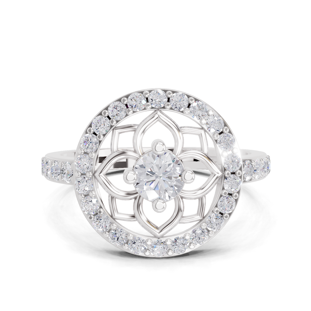 0.86 Carat Diamond Floral Halo Ring
