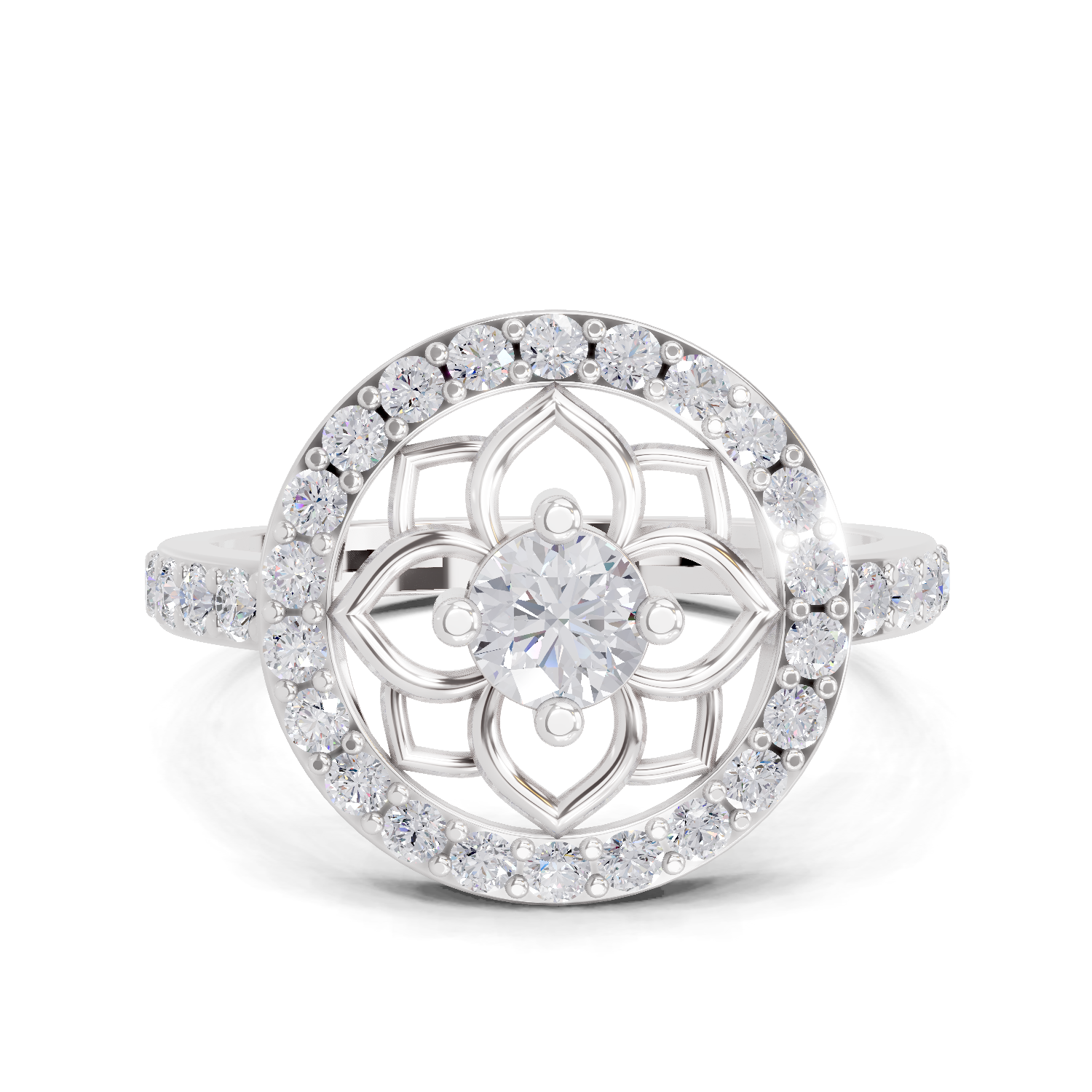 0.86 Carat Diamond Floral Halo Ring