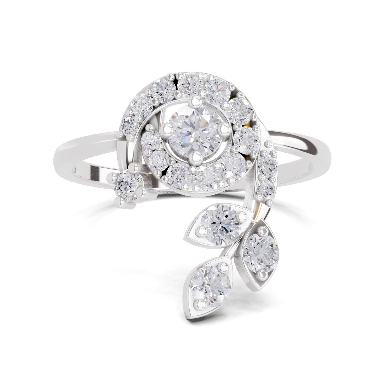 0.64 Carat Magnolia Flower Ring