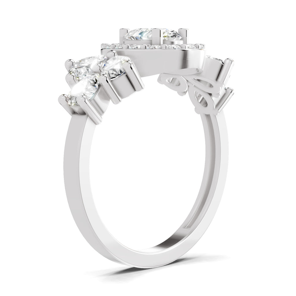1.47 Carat The Pear Halo Cluster Ring