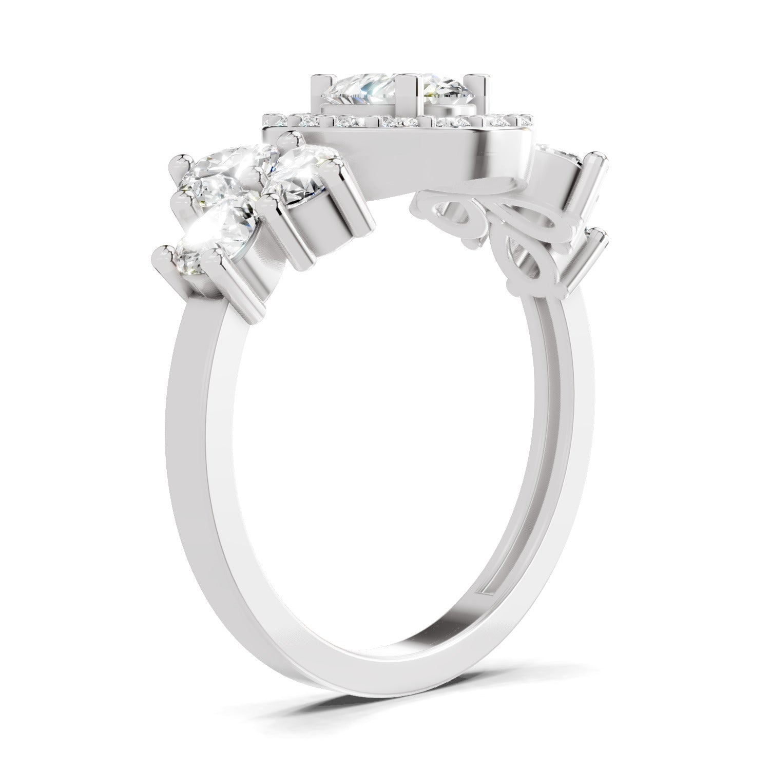1.47 Carat The Pear Halo Cluster Ring