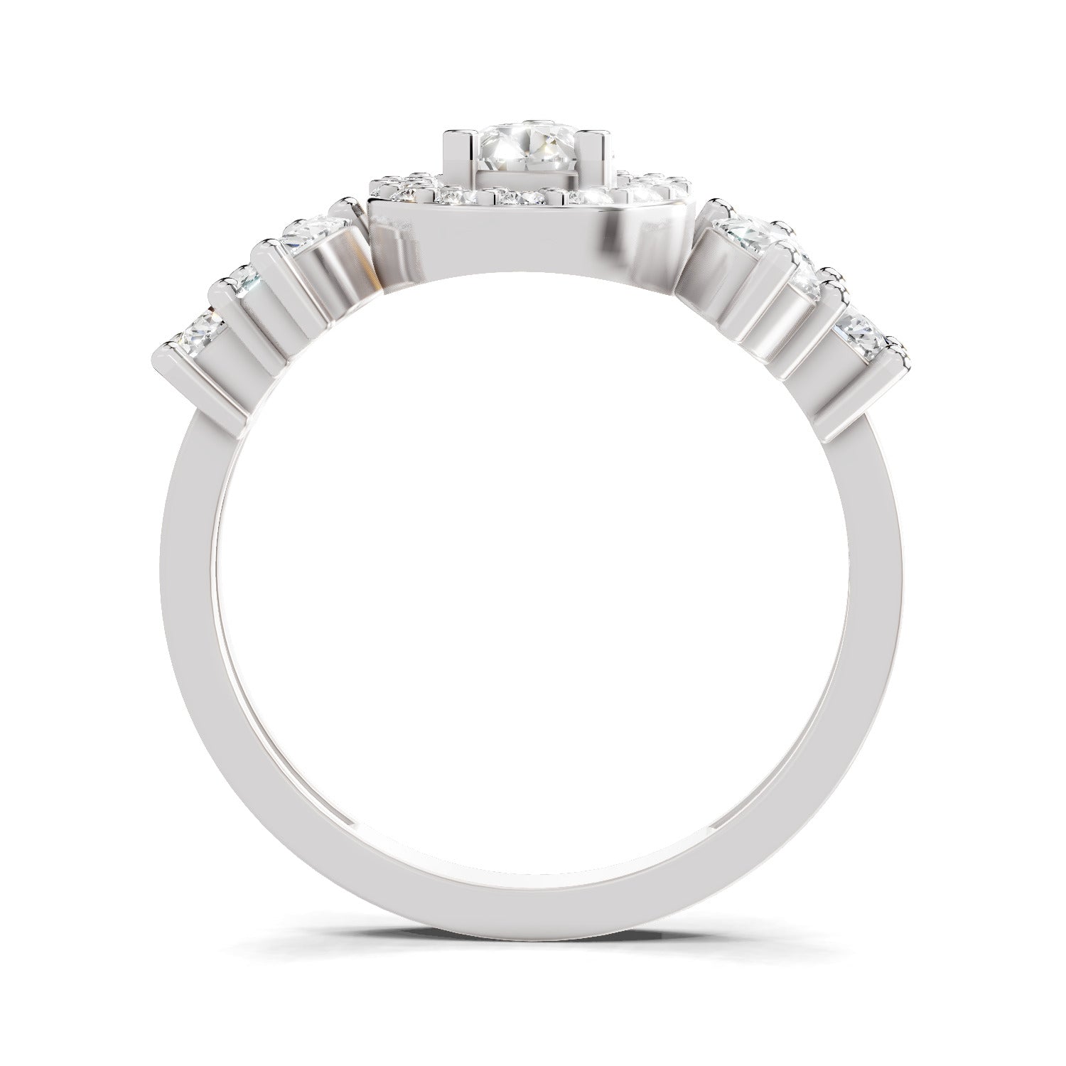 1.47 Carat The Pear Halo Cluster Ring