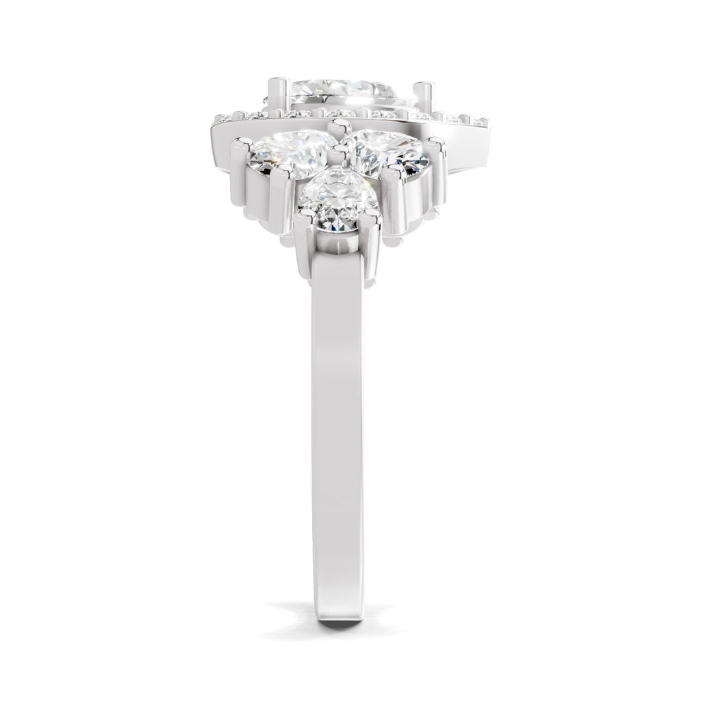 1.47 Carat The Pear Halo Cluster Ring