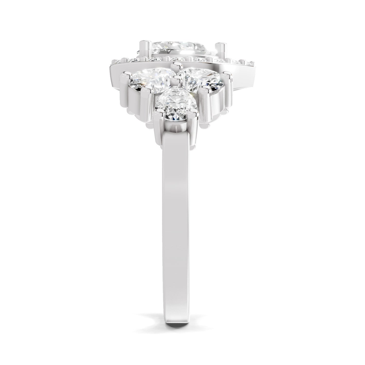 1.47 Carat The Pear Halo Cluster Ring