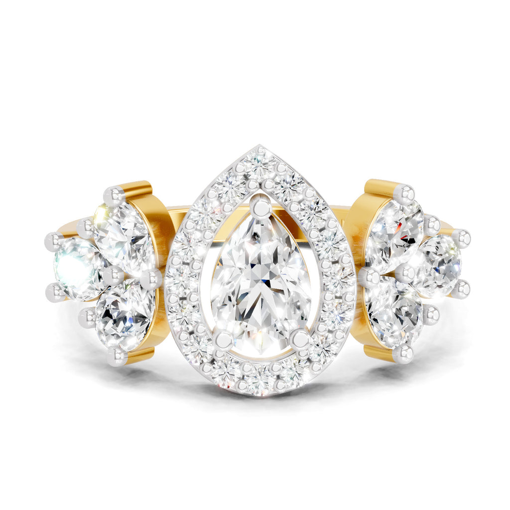 1.47 Carat The Pear Halo Cluster Ring