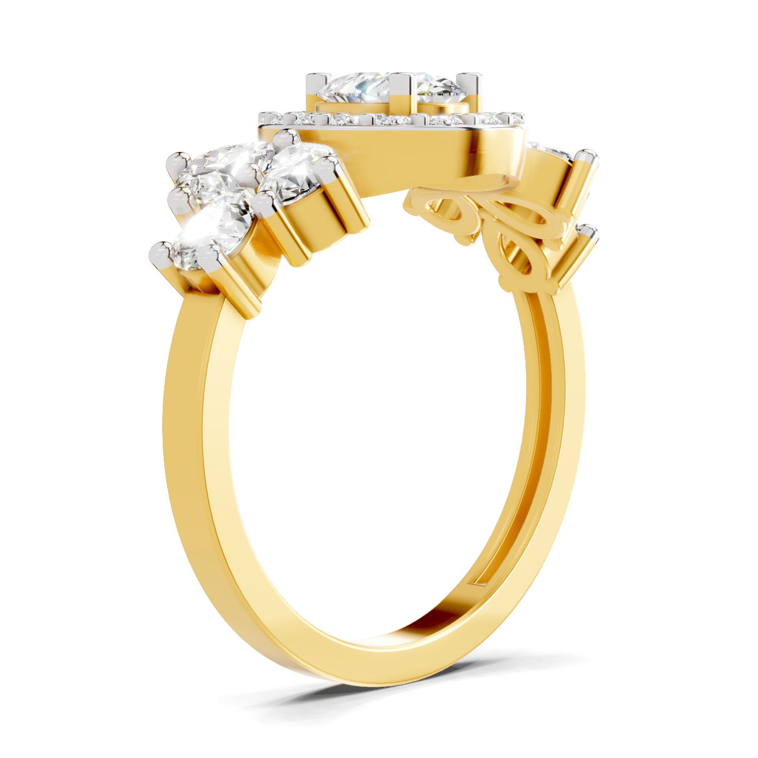1.47 Carat The Pear Halo Cluster Ring