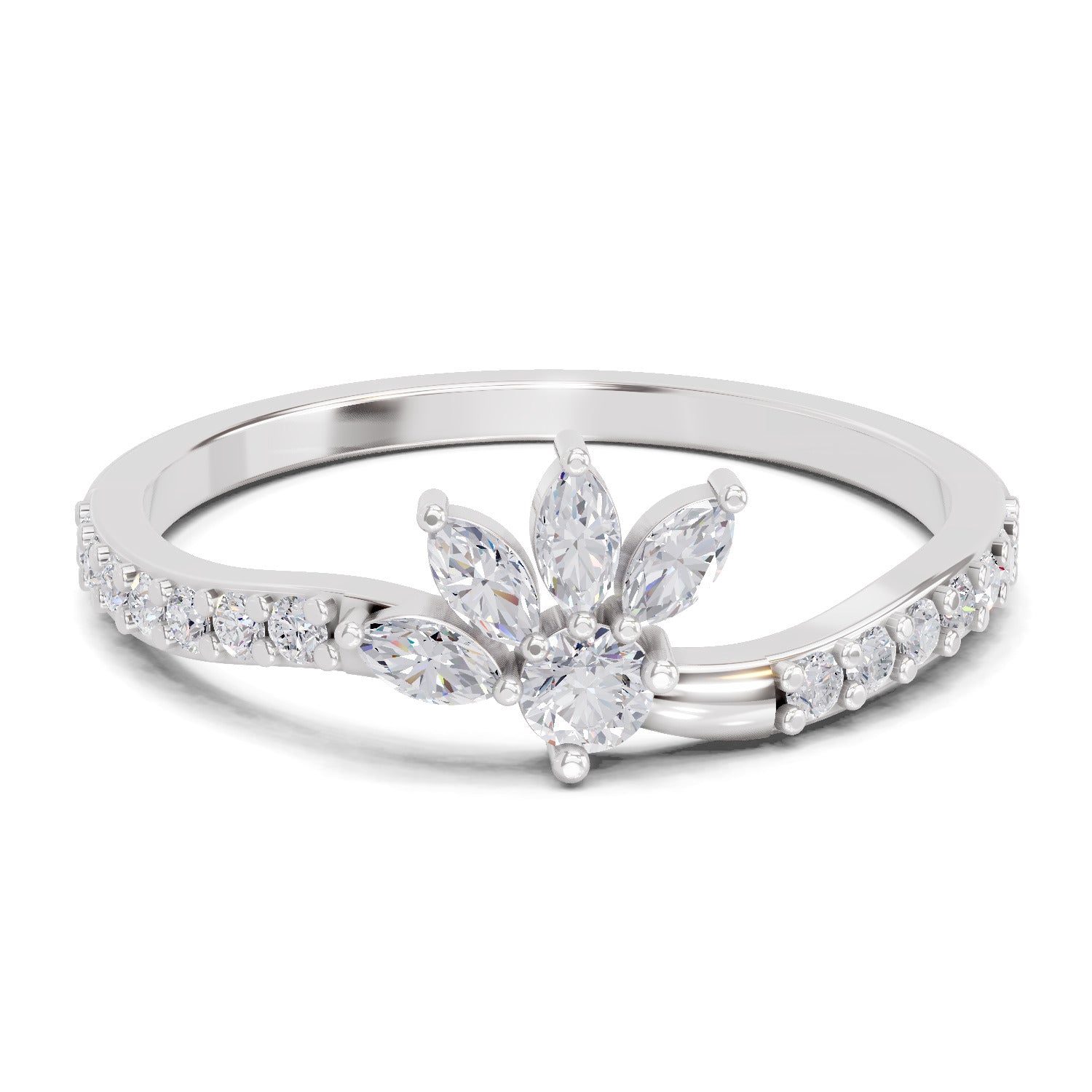 0.71 Carat Valencia Round Chevron Ring