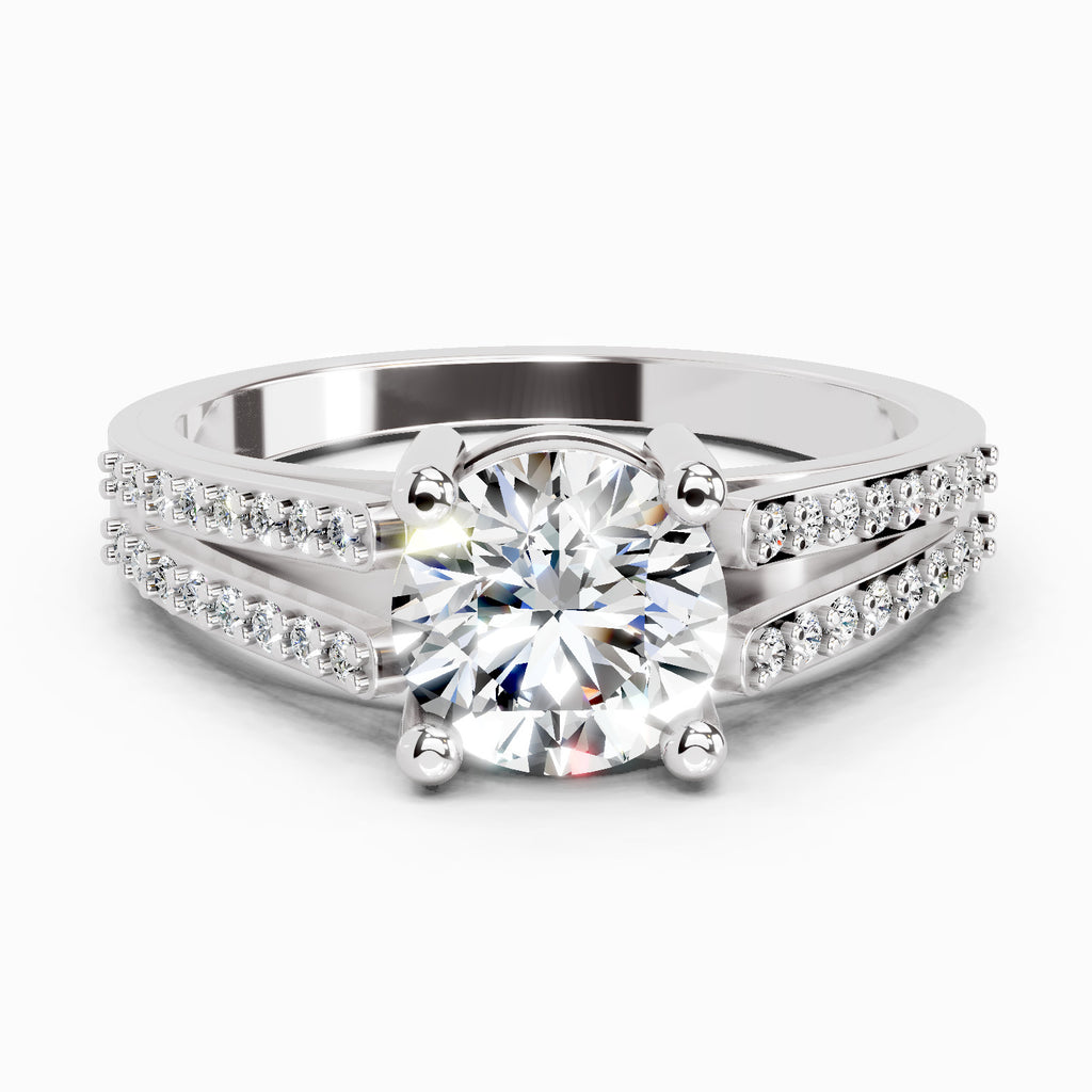1.19 Carat Round Halo Split Shank Diamond Ring