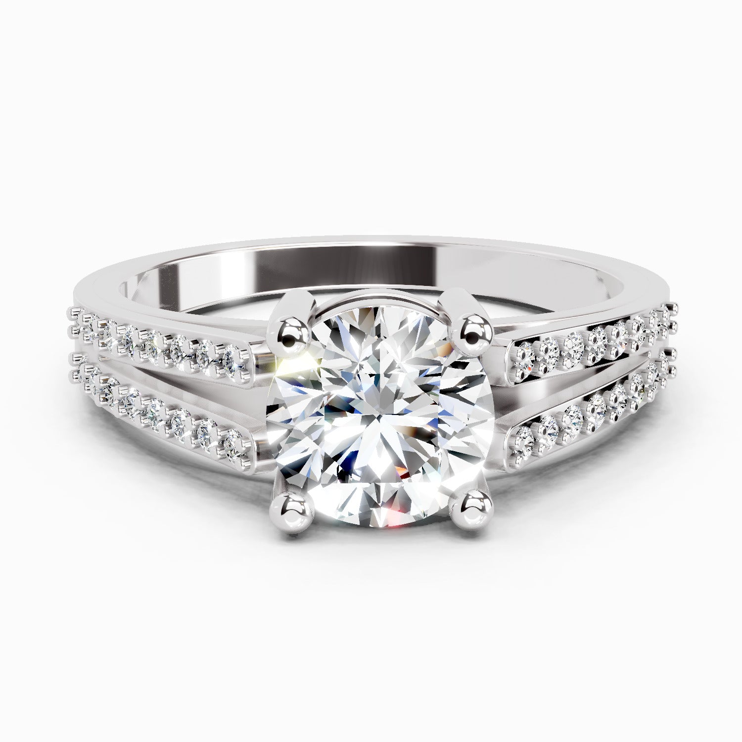 1.19 Carat Round Halo Split Shank Diamond Ring