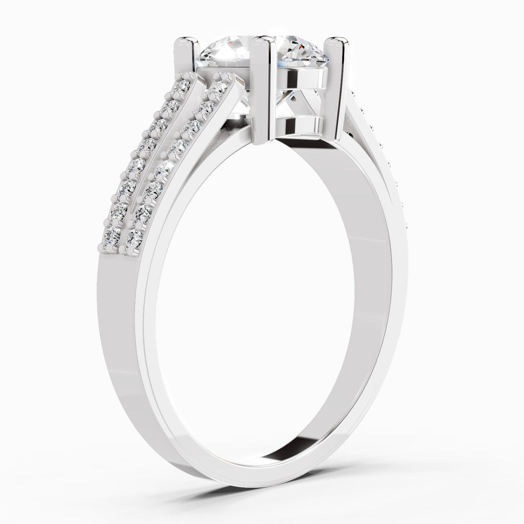 1.19 Carat Round Halo Split Shank Diamond Ring