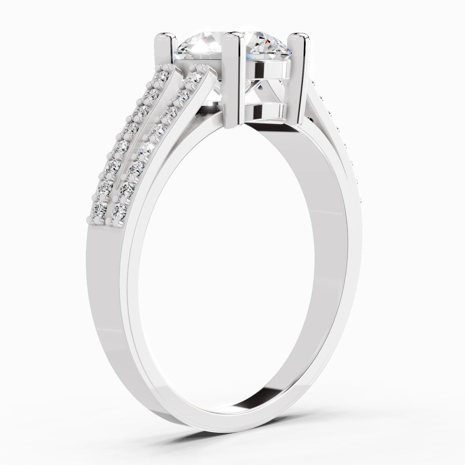 1.19 Carat Round Halo Split Shank Diamond Ring