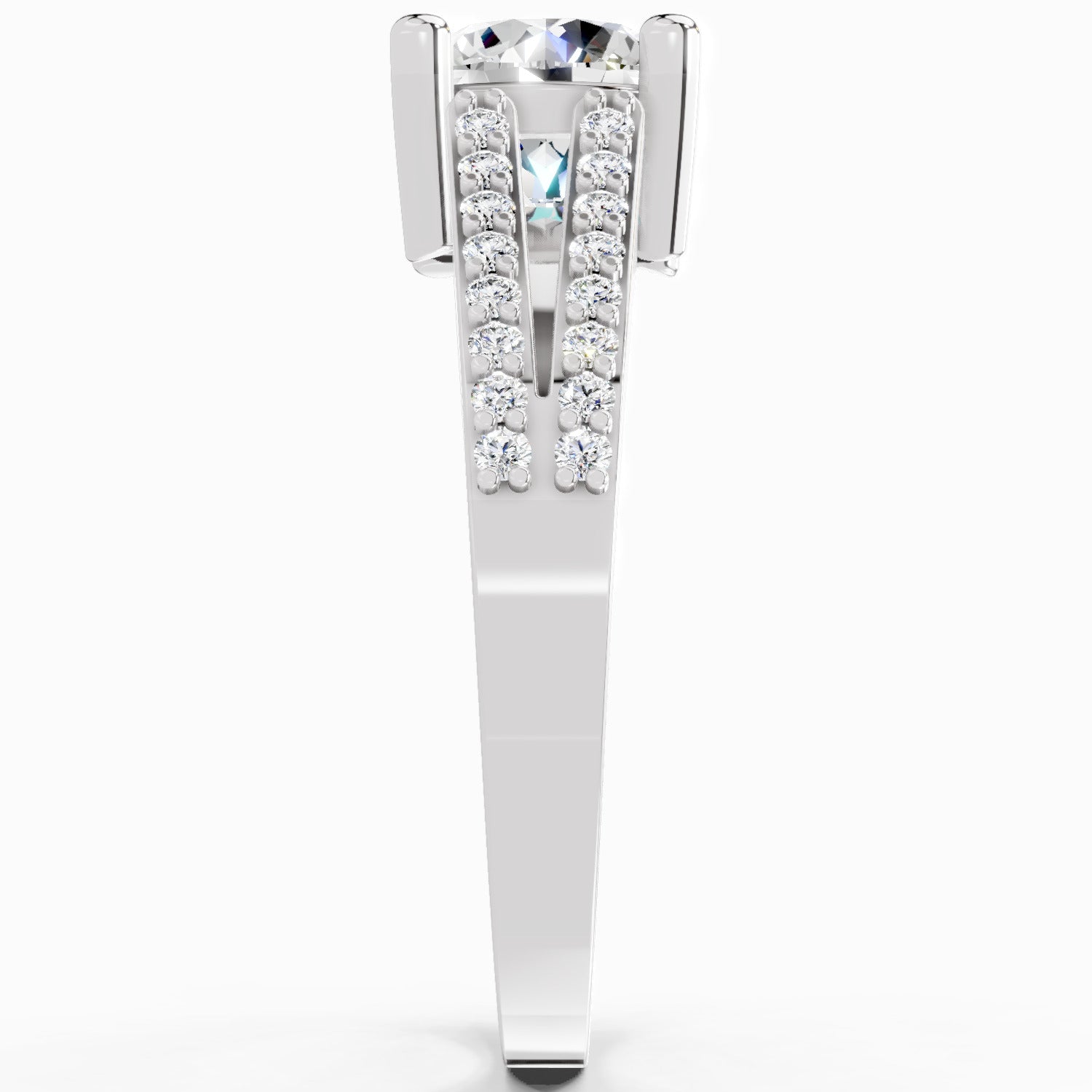 1.19 Carat Round Halo Split Shank Diamond Ring
