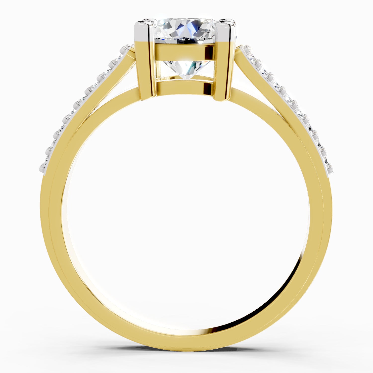 1.19 Carat Round Halo Split Shank Diamond Ring