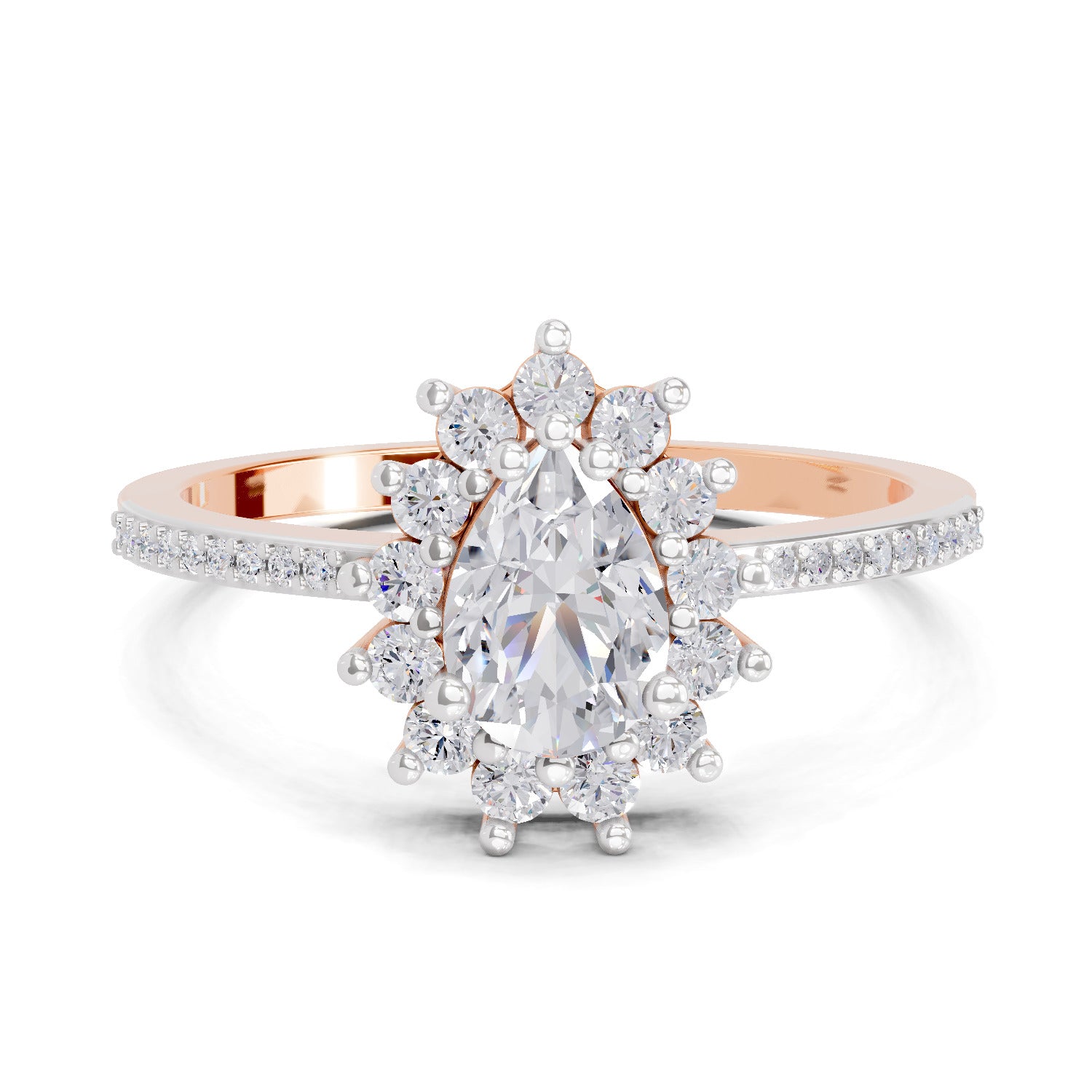 0.64 Carat Pear Shape Halo Engagement Ring