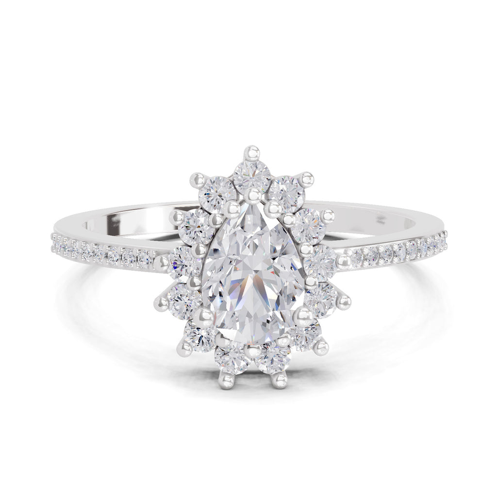 0.64 Carat Pear Shape Halo Engagement Ring