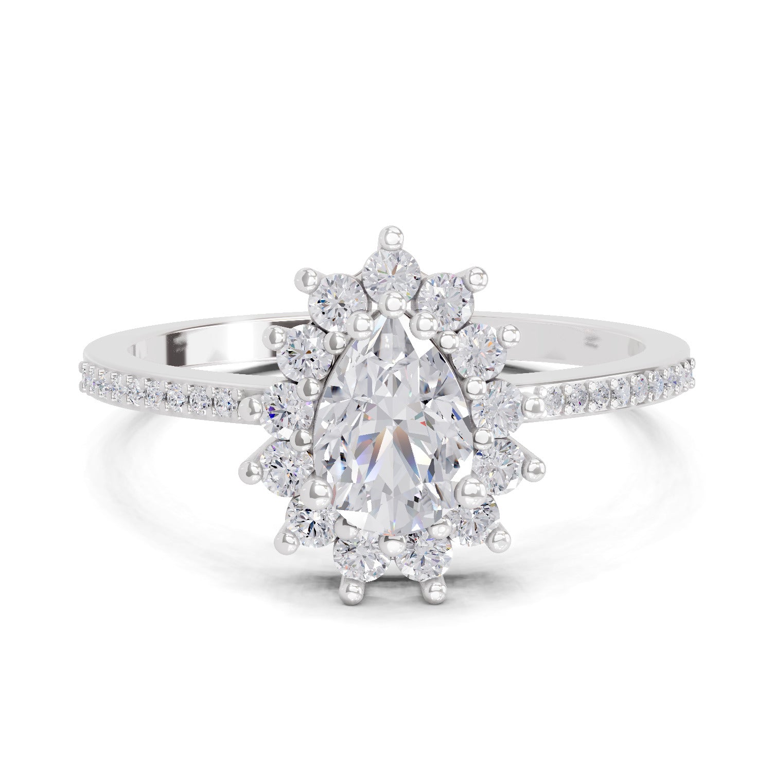 0.64 Carat Pear Shape Halo Engagement Ring