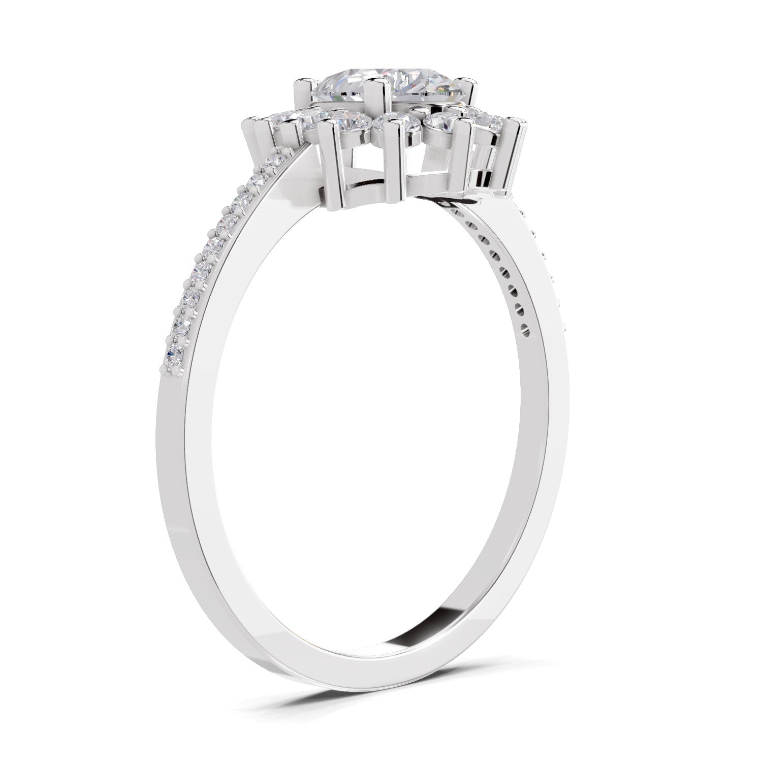 0.64 Carat Pear Shape Halo Engagement Ring