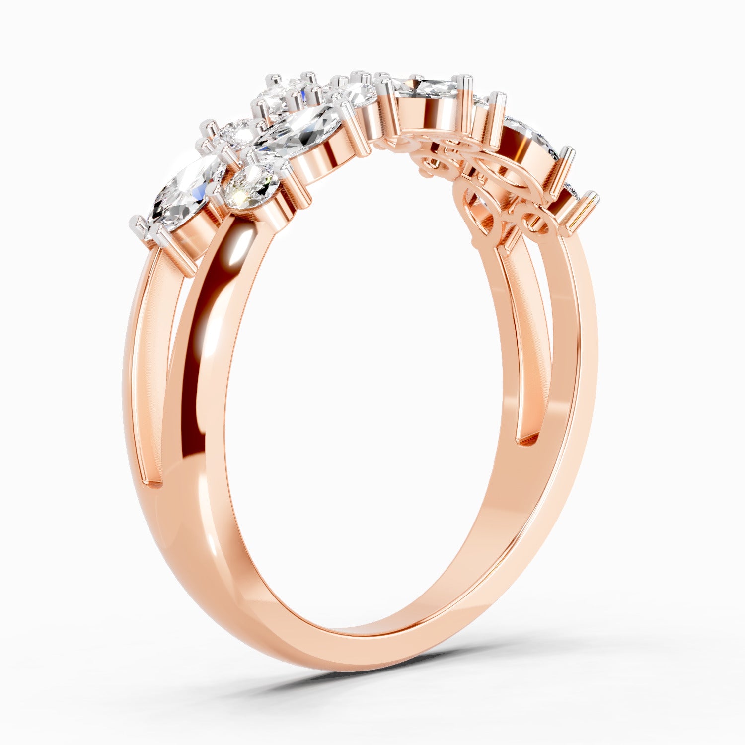 0.7 Carat Marquise And Round Cluster Ring
