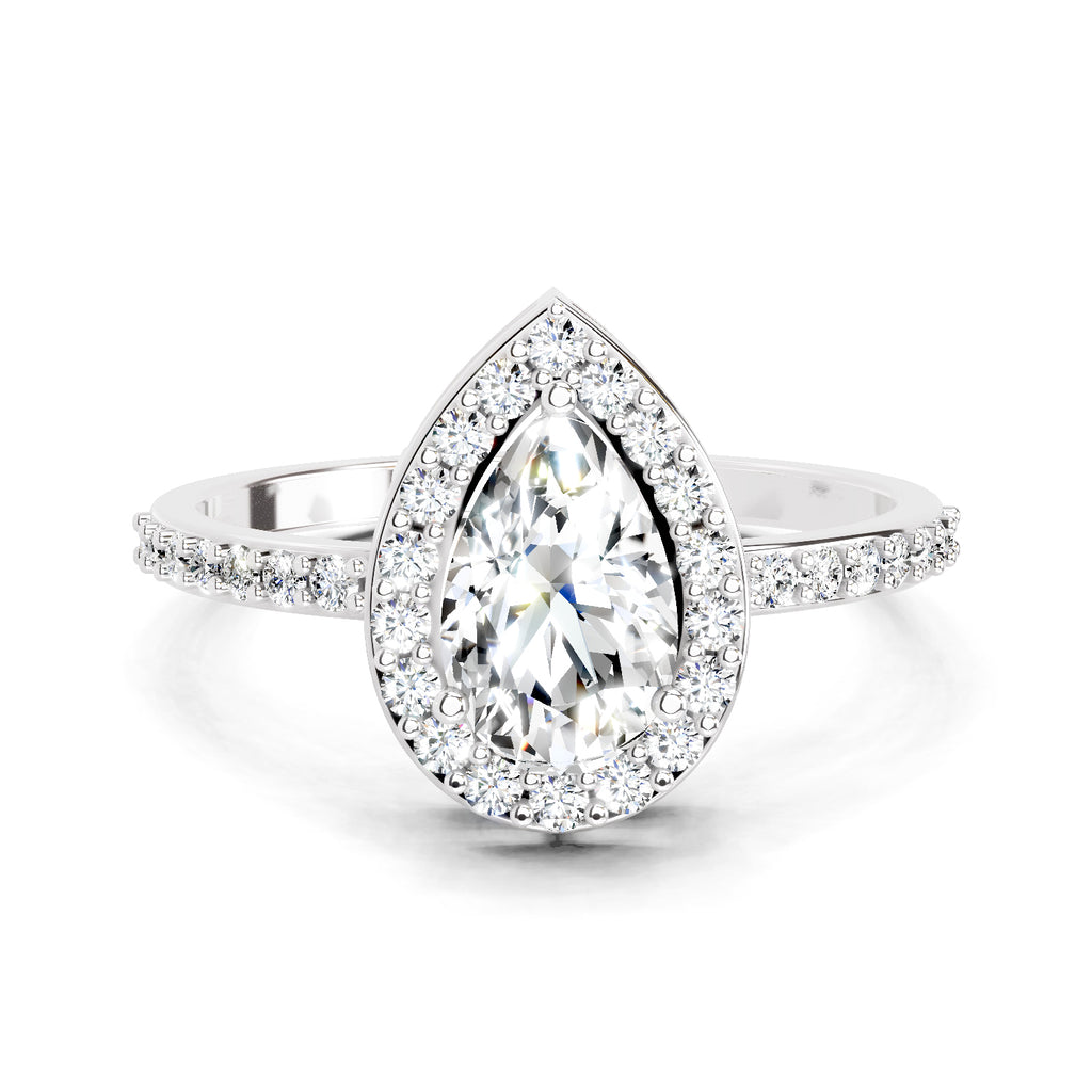 1.22 Carat Pear Halo Diamond Engagement Ring