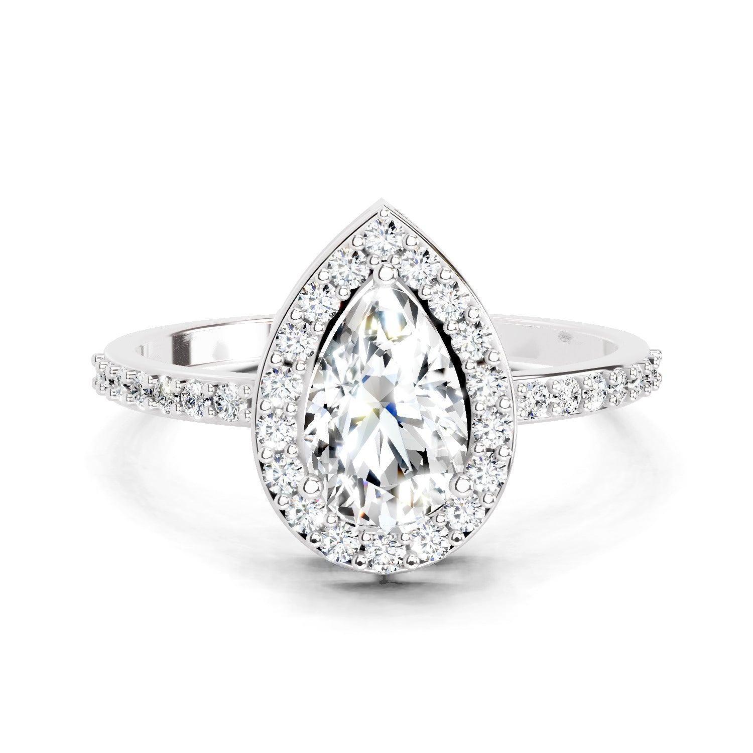 1.22 Carat Pear Halo Diamond Engagement Ring