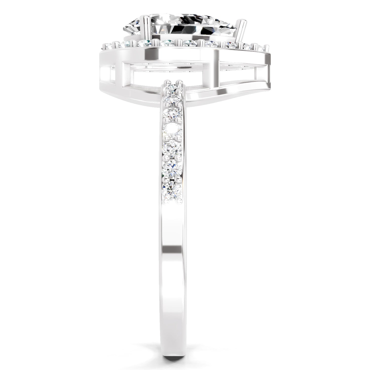 1.22 Carat Pear Halo Diamond Engagement Ring