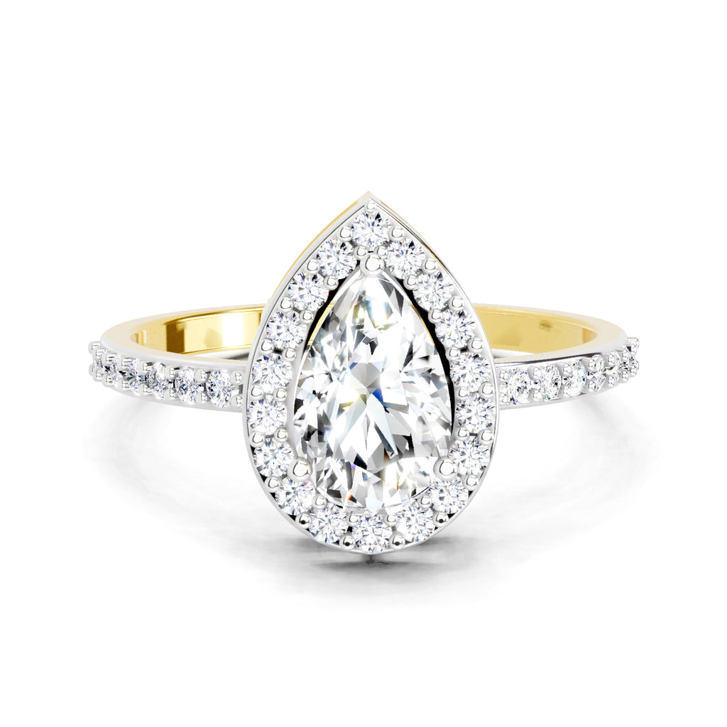 1.22 Carat Pear Halo Diamond Engagement Ring