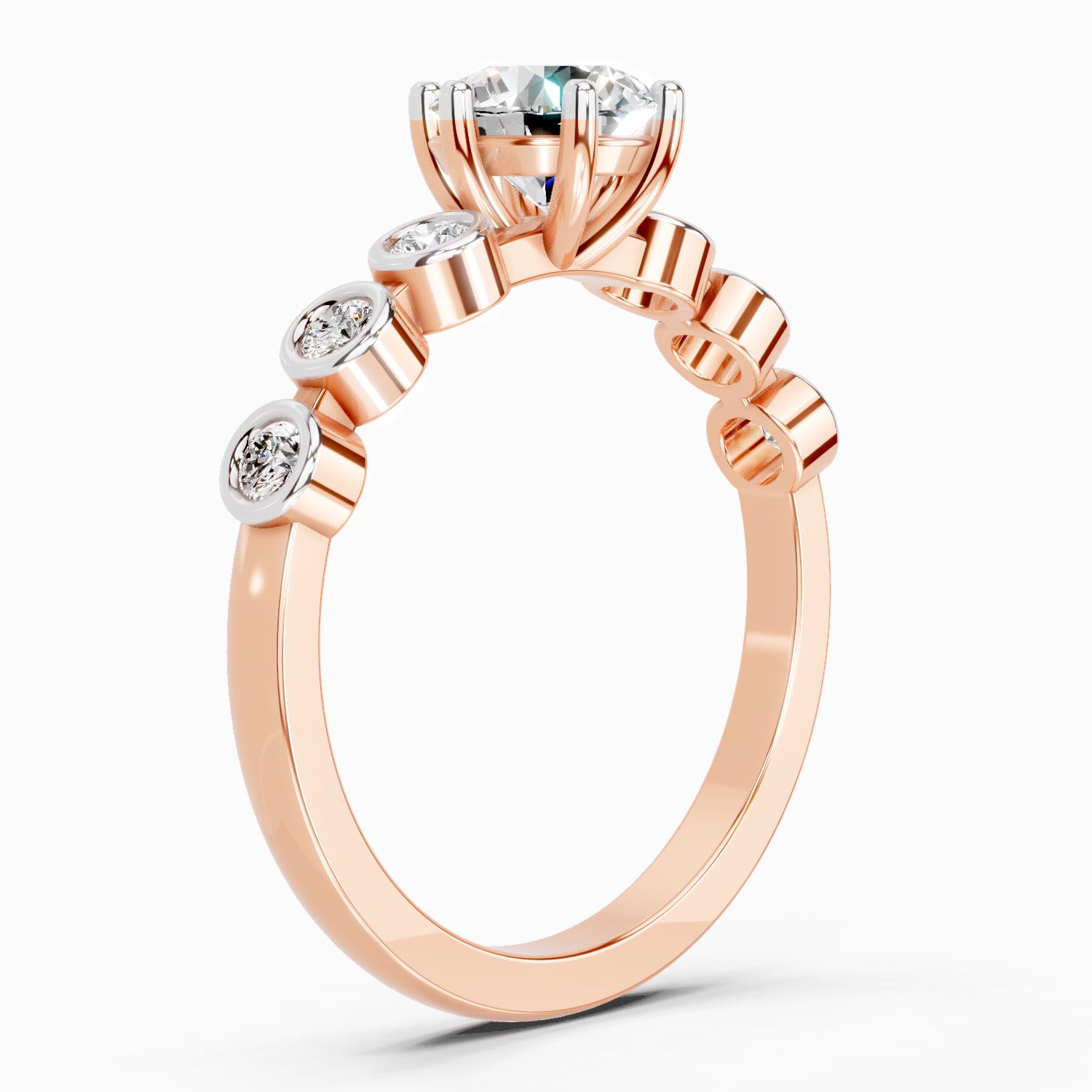 1.09 Carat Round Bezel Set Band Ring
