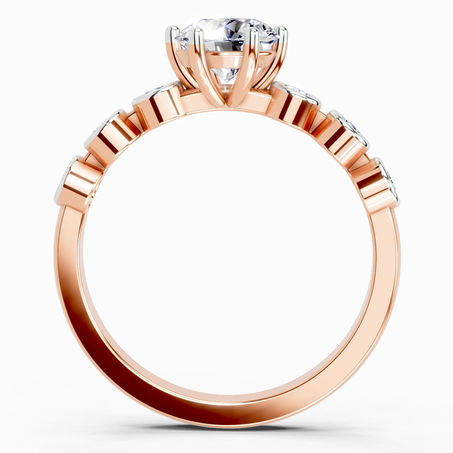 1.09 Carat Round Bezel Set Band Ring