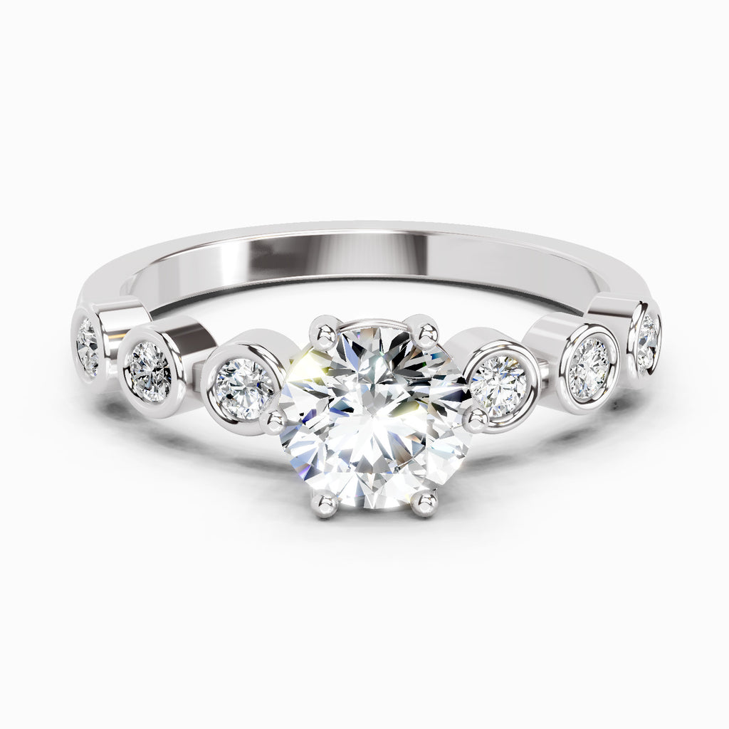1.09 Carat Round Bezel Set Band Ring