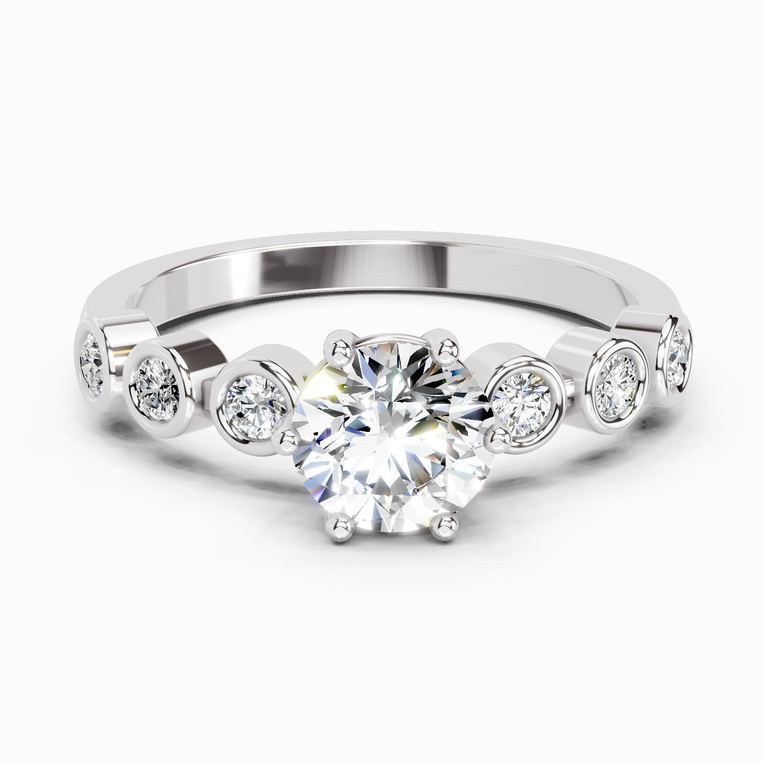 1.09 Carat Round Bezel Set Band Ring