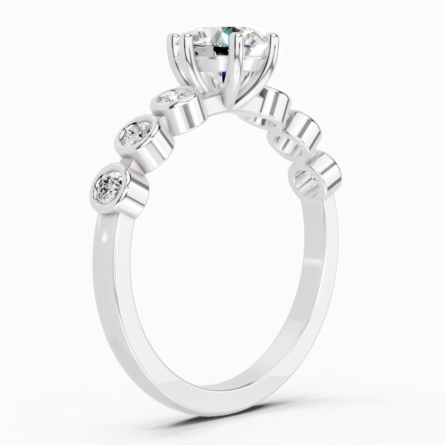 1.09 Carat Round Bezel Set Band Ring