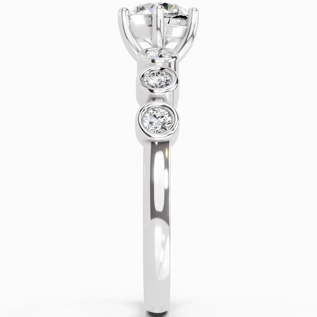 1.09 Carat Round Bezel Set Band Ring
