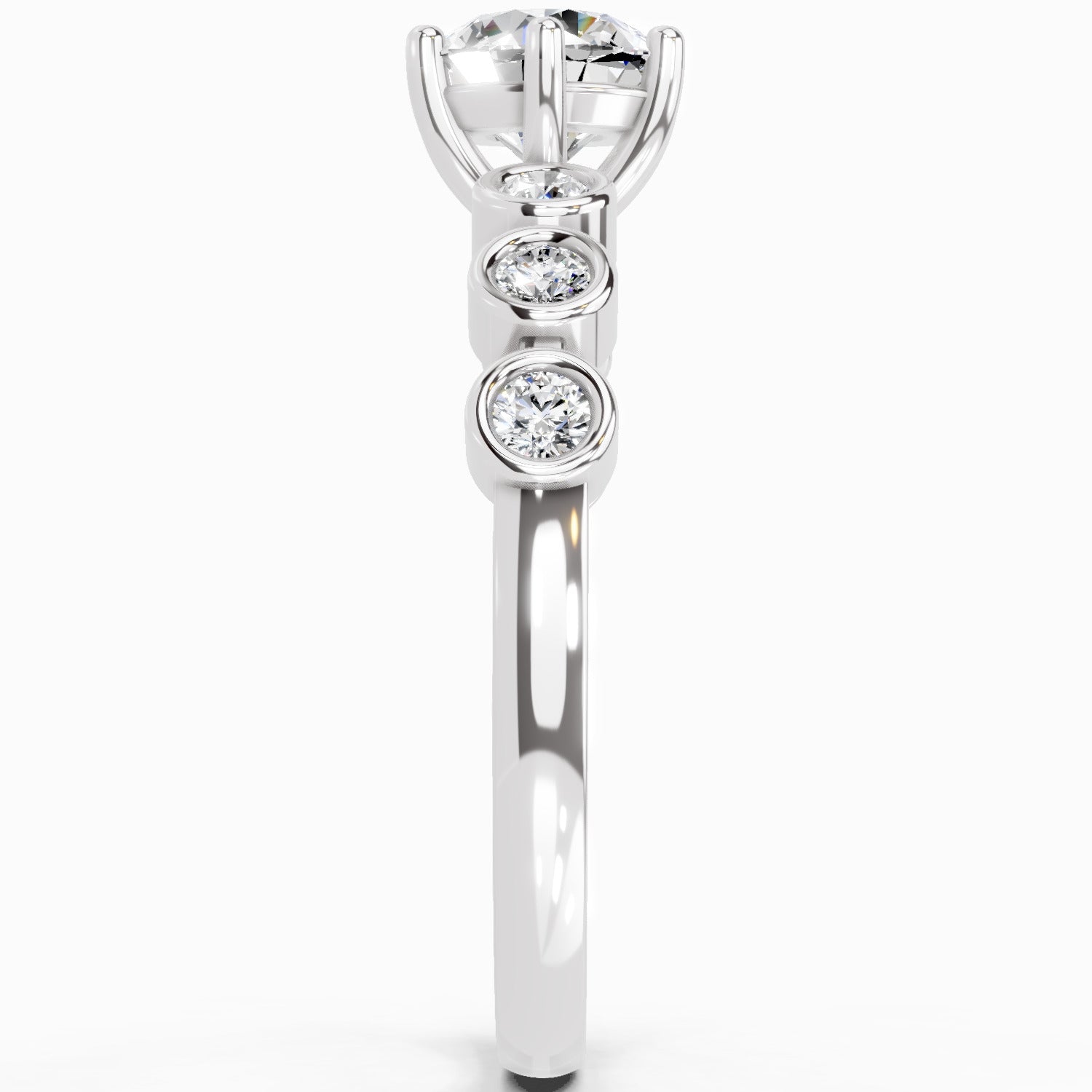 1.09 Carat Round Bezel Set Band Ring