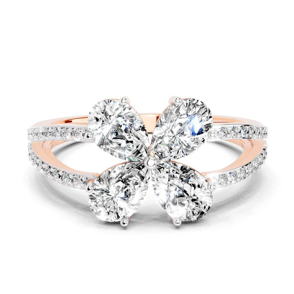 1.38 Carat Pear Shape Diamond Clover Ring