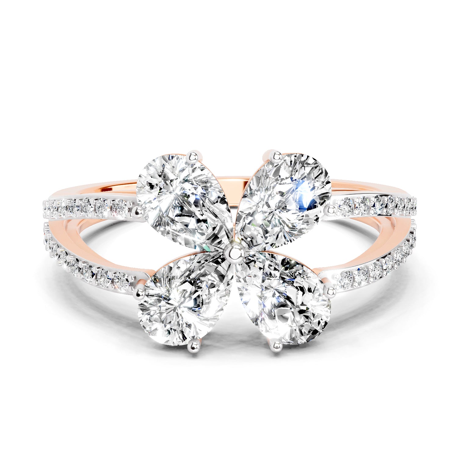 1.38 Carat Pear Shape Diamond Clover Ring