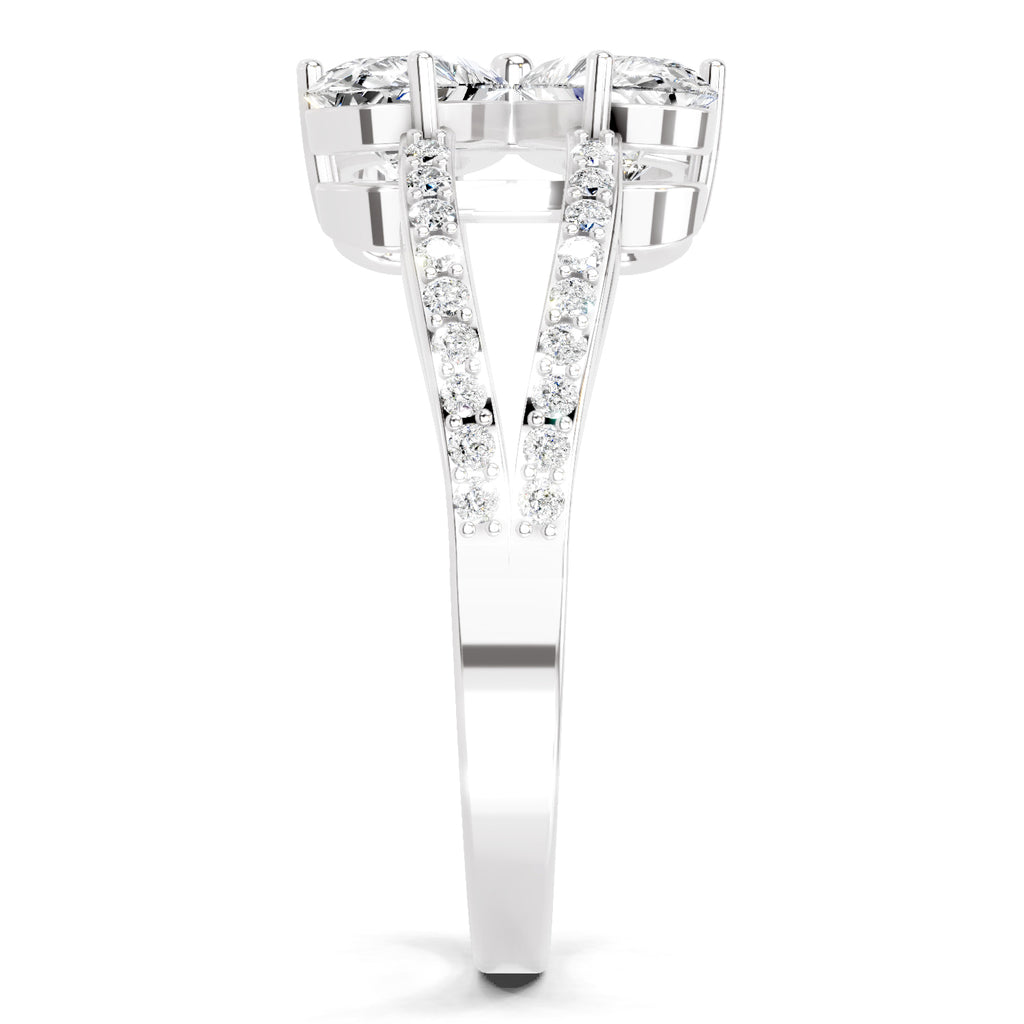 1.38 Carat Pear Shape Diamond Clover Ring
