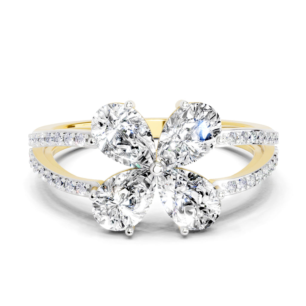1.38 Carat Pear Shape Diamond Clover Ring