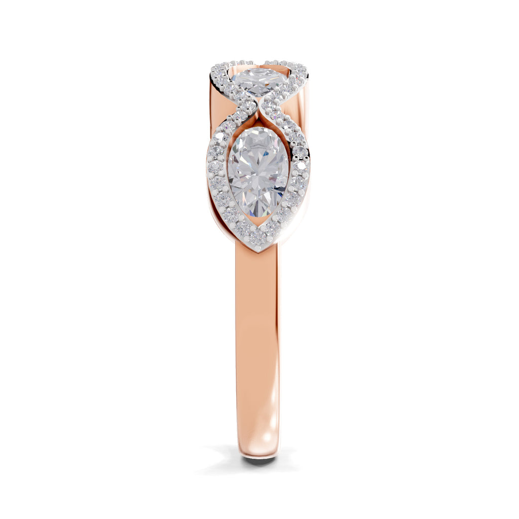 1.64 Carat Oval Shape Halo Wave Engagement Ring