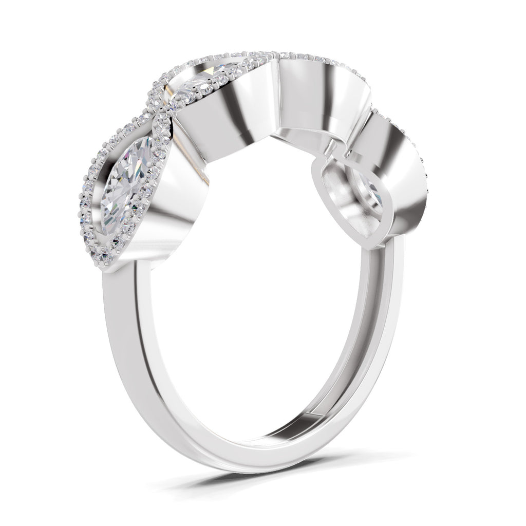1.64 Carat Oval Shape Halo Wave Engagement Ring