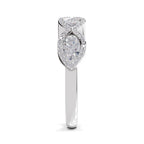 1.64 Carat Oval Shape Halo Wave Engagement Ring