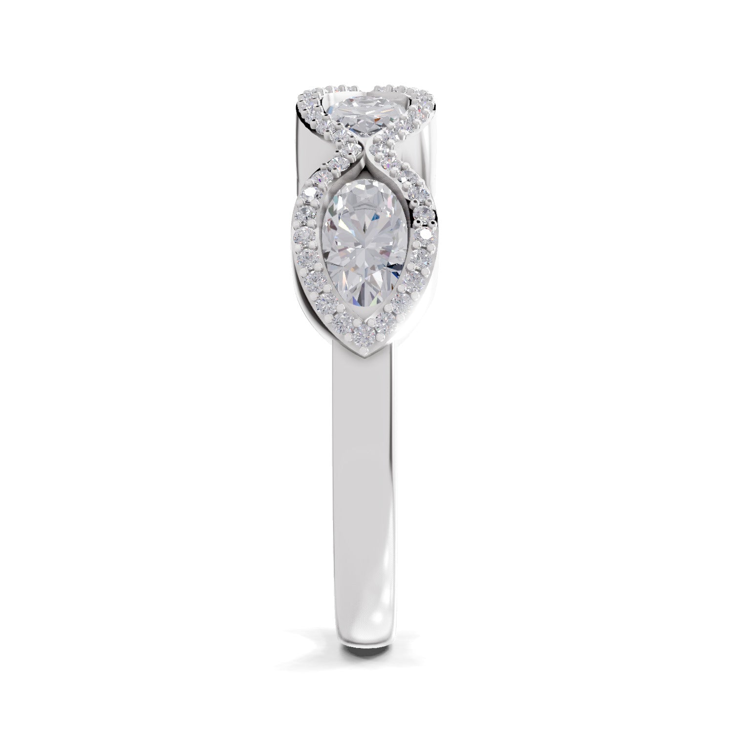1.64 Carat Oval Shape Halo Wave Engagement Ring