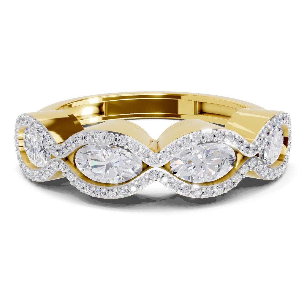 1.64 Carat Oval Shape Halo Wave Engagement Ring