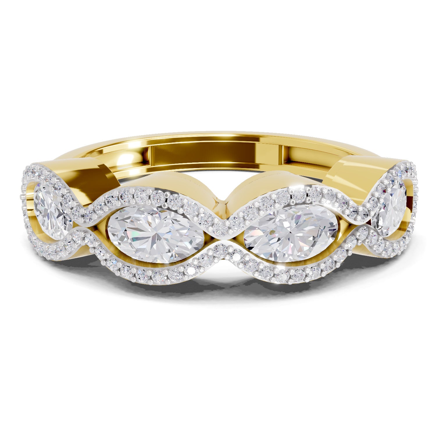 1.64 Carat Oval Shape Halo Wave Engagement Ring
