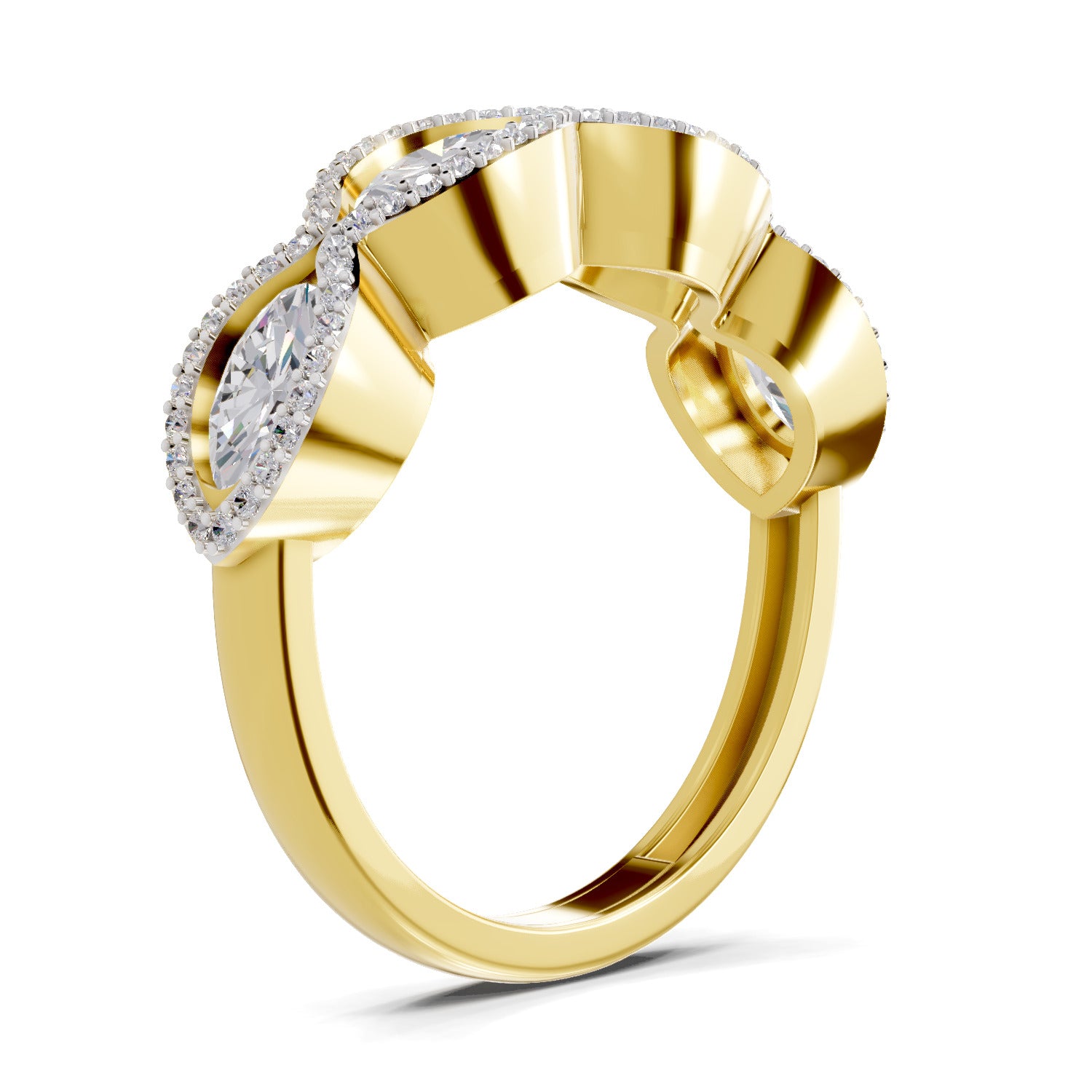 1.64 Carat Oval Shape Halo Wave Engagement Ring