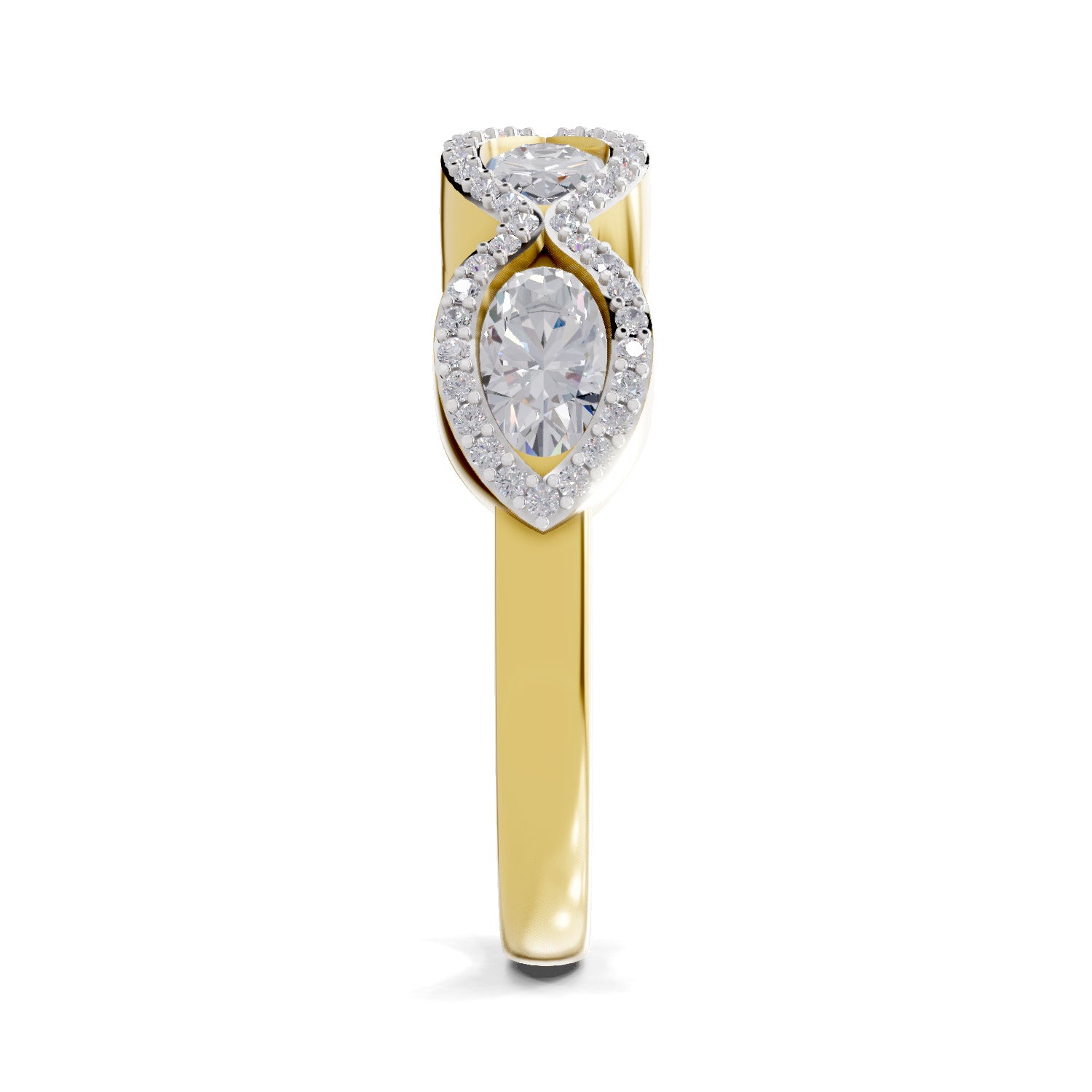1.64 Carat Oval Shape Halo Wave Engagement Ring