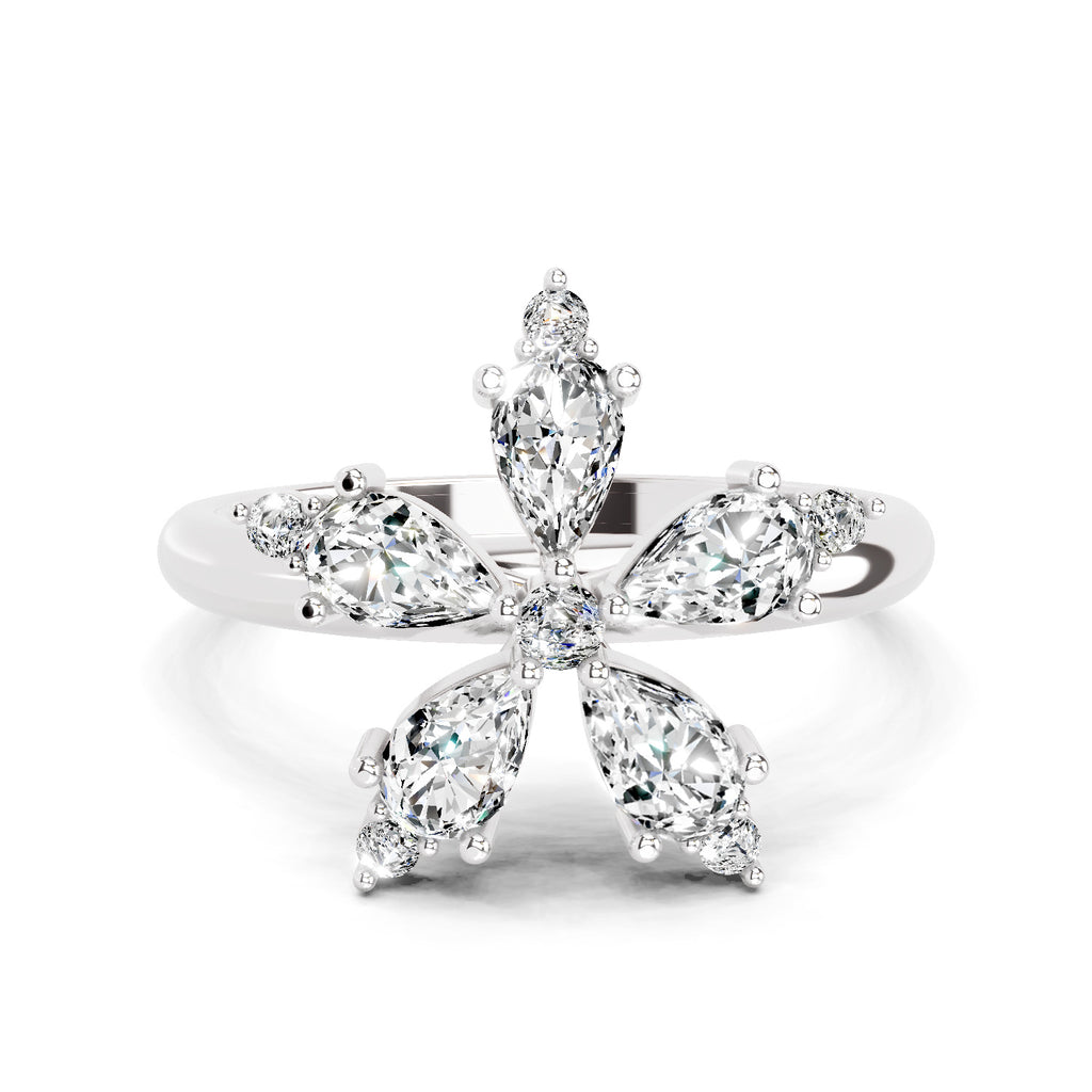 1.61 Carat Pear Shape Floral Diamond Ring