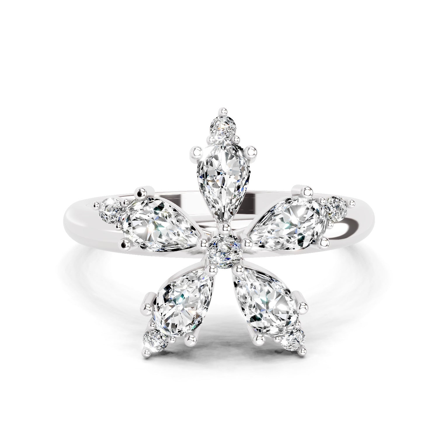 1.61 Carat Pear Shape Floral Diamond Ring